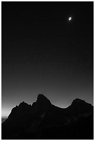 Solar eclipse above the Tetons, diamong ring. Grand Teton National Park ( black and white)