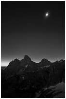 Tetons with eclipsed sun. Grand Teton National Park ( black and white)