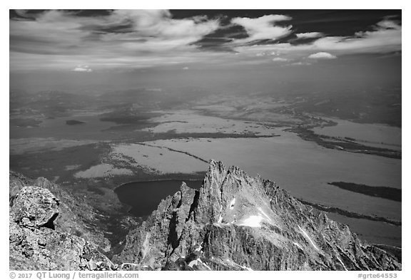 Teewinot Mountain from Grand Teton. Grand Teton National Park (black and white)