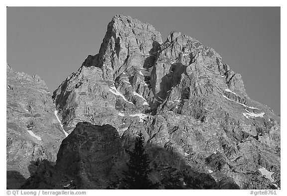 Tetons summit at sunset seen from the North. Grand Teton National Park (black and white)