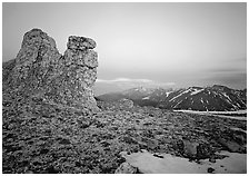 Rock Cut at dusk. Rocky Mountain National Park, Colorado, USA. (black and white)