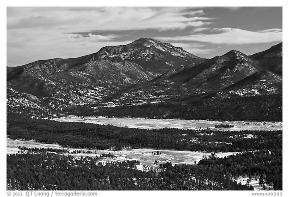 Moraine Park from above, Gianttrack Mountain, late winter. Rocky Mountain National Park, Colorado, USA.