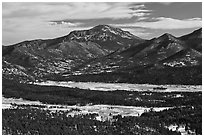 Moraine Park from above, Gianttrack Mountain, late winter. Rocky Mountain National Park ( black and white)