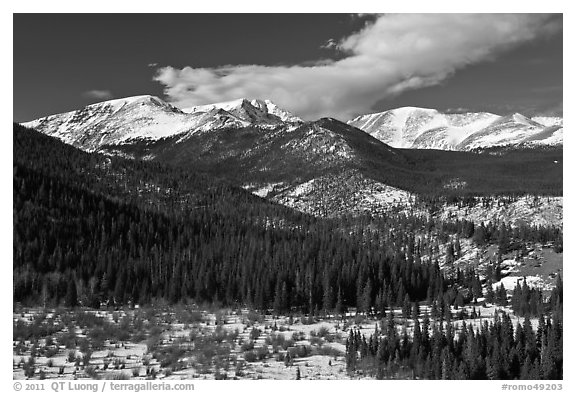 Black and White Picture/Photo: Late winter rockies landscape. Rocky Mountain  National Park