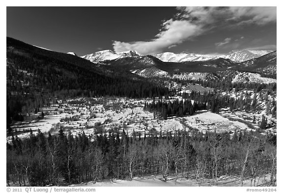 Mountain landscape in late winter. Rocky Mountain National Park, Colorado, USA.