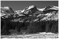 Hallet Peak and Flattop Mountain in late winter. Rocky Mountain National Park ( black and white)