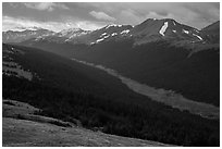 Kawuneeche Valley and Never Summer Mountains. Rocky Mountain National Park ( black and white)