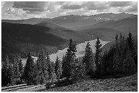 Cache la Poudre River Valley. Rocky Mountain National Park ( black and white)