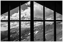 View from inside Alpine Visitor Center. Rocky Mountain National Park ( black and white)