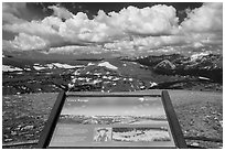 Interpretive sign, Gore Range. Rocky Mountain National Park ( black and white)