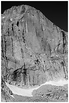 Diamond Face, Longs Peak. Rocky Mountain National Park, Colorado, USA. (black and white)