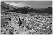 Longs Peak trail. Rocky Mountain National Park, Colorado, USA. (black and white)