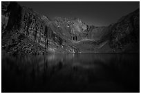 Chasm Lake at night. Rocky Mountain National Park ( black and white)