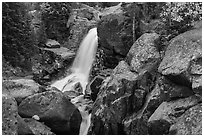 Alberta Falls and cascade in autumn. Rocky Mountain National Park ( black and white)