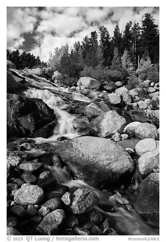 Alluvial Fan cascades. Rocky Mountain National Park (black and white)