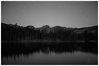 Sprague Lake at night. Rocky Mountain National Park ( black and white)