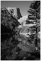 Hallet Peak and Dream Lake reflections. Rocky Mountain National Park ( black and white)