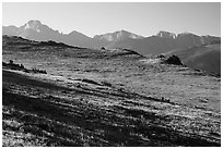 Shadows over tundra and Continental Divide. Rocky Mountain National Park ( black and white)