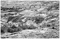 Badlands from Boicourt overlook. Theodore Roosevelt National Park ( black and white)