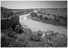 Bend of the Little Missouri River, Wind Canyon. Theodore Roosevelt  National Park ( black and white)