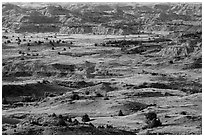 Grasslands and badlands, Painted Canyon. Theodore Roosevelt National Park ( black and white)