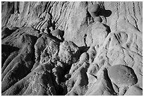 Cliff with cannonball concretions. Theodore Roosevelt National Park, North Dakota, USA. (black and white)