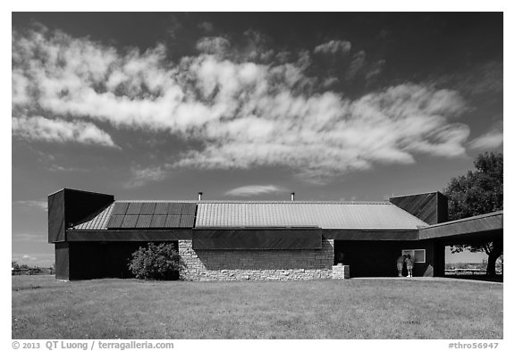 Painted Canyon Visitor Center. Theodore Roosevelt National Park (black and white)