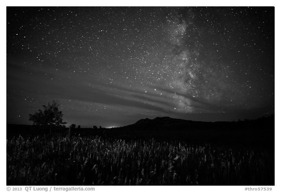 Milky Way, Elkhorn Ranch Unit. Theodore Roosevelt National Park (black and white)