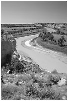 Little Missouri River. Theodore Roosevelt National Park, North Dakota, USA. (black and white)