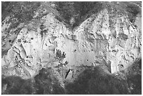 Wind Canyon walls. Theodore Roosevelt National Park, North Dakota, USA. (black and white)