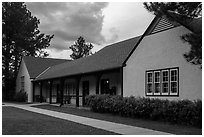 Visitor center at dusk. Wind Cave National Park ( black and white)