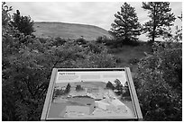 Interpretive sign, hills. Wind Cave National Park ( black and white)