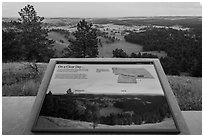 Rankin Ridge view interpretative sign. Wind Cave National Park, South Dakota, USA. (black and white)