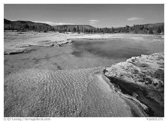 Sapphire Pool, afternoon. Yellowstone National Park (black and white)