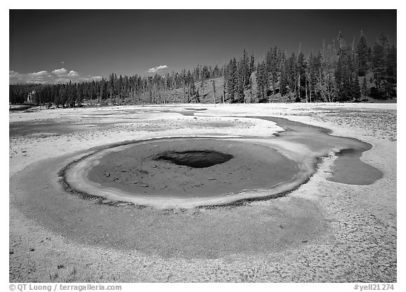 Thermal pool, upper Geyser Basin. Yellowstone National Park (black and white)