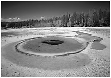 Thermal pool, upper Geyser Basin. Yellowstone National Park ( black and white)