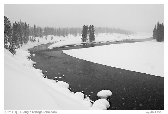 Lewis River in winter. Yellowstone National Park, Wyoming, USA.