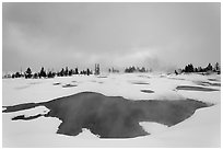 West Thumb Geyser Basin in winter. Yellowstone National Park ( black and white)