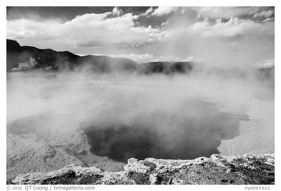 Sapphire Pool. Yellowstone National Park (black and white)