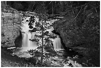Firehole Falls in Firehole Canyon. Yellowstone National Park ( black and white)