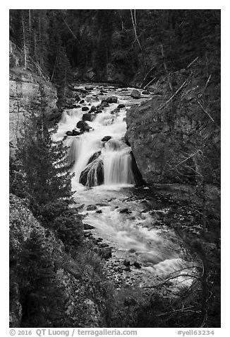 Firehole Falls. Yellowstone National Park (black and white)