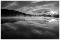 Sunset, Grand Prismatic Springs. Yellowstone National Park ( black and white)