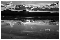 Reflections at sunset, Grand Prismatic Springs. Yellowstone National Park ( black and white)
