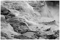 Travertine terraces, Canary Springs. Yellowstone National Park ( black and white)
