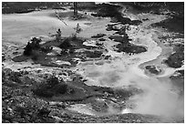 Artist Paint Pots thermal area. Yellowstone National Park ( black and white)