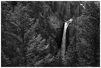 Tower Falls from above. Yellowstone National Park ( black and white)