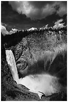 Lower Falls of the Yellowstone River from Uncle Tom Trail. Yellowstone National Park ( black and white)