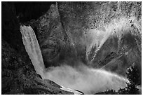 Lower Falls and rainbow, Grand Canyon of the Yellowstone. Yellowstone National Park ( black and white)