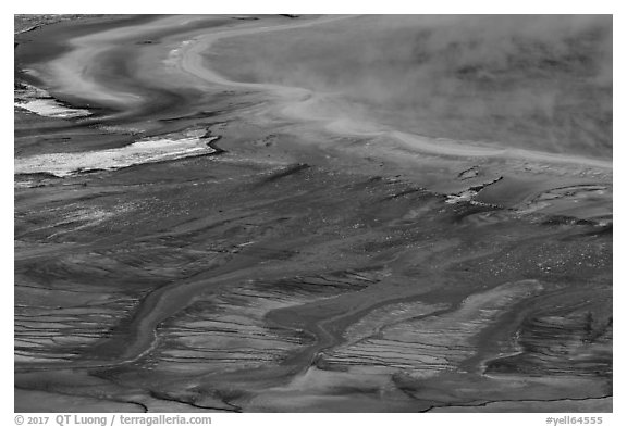 Grand Prismatic Spring detail from above. Yellowstone National Park (black and white)