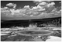 Grand Prismatic Spring from above. Yellowstone National Park ( black and white)